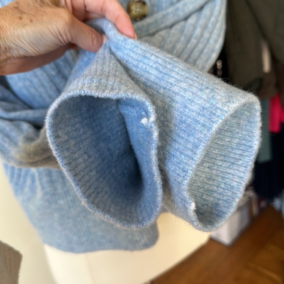 ZARA Ribbed Knit Boxy Cropped Cardigan Sweater, L - Picture 10 of 15